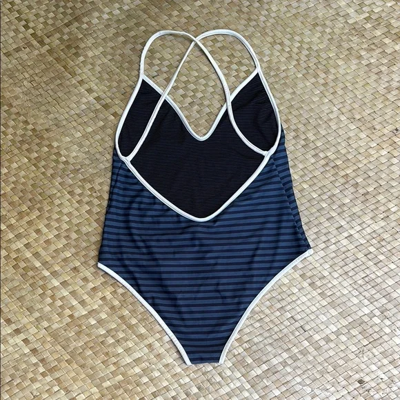Acacia Swimwear Navy Striped One Piece - Picture 2 of 3